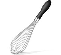 Rainspire 12-Inch Wire Whisk Stainless Steel, Balloon Whisks for Cooking, Wisk Wisking Tool with Soft Silicone Handle, Thick Durable Whisker for Blending, Beating, Whisking, Stirring, Black