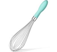 Rainspire 12-Inch Wire Whisk Stainless Steel, Balloon Whisks for Cooking, Wisk Wisking Tool with Soft Silicone Handle, Thick Durable Whisker for Blending, Beating, Whisking, Stirring (Mint Green)
