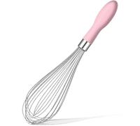 Rainspire 12-Inch Wire Whisk Stainless Steel, Balloon Whisks for Cooking, Wisk Wisking Tool with Soft Silicone Handle, Thick Durable Whisker for Blending, Beating, Whisking, Stirring, Pink