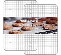 Rainspire 2-Pack Cooling Rack 10" x 15" Stainless Steel Heavy Duty Cooling Racks for Cooking and Baking Oven Safe Wire Rack for Cooking Baking Rack for Oven Cooking Fits Jelly Roll Pan