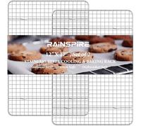 Rainspire Cooling Rack Stainless Steel, Heavy Duty Cooling Racks for Cooking and Baking, Oven Safe Wire Rack for Cooking, Baking Rack for Oven Cooking Fits Half Sheet Cookie Pan, 12" x 17", 2-Pack
