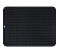 Rainspire Dish Drying Mats for Kitchen Counter, Silicone Dish Mat Drying Kitchen Mat, Food Grade Silicone Sink Drying Mat, Quick Dry Slip Resistant Kitchen Mats, 16x12inch, Black