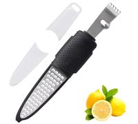 Rainspire Lemon Zester Tool with Channel Knife, Stainless Steel Citrus Zester Tool, Lemon Peeler, Zesters for Kitchen, Ultra Sharp 2-in-1 Tool Easily Creates Citrus Zest, Black