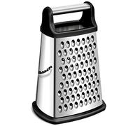 Rainspire Professional Box Grater, Cheese Grater Box for Kitchen Stainless Steel with 4 Sides, Cheese and Spice Graters with Handle for Vegetables, Ginger, Potatoes (Black)