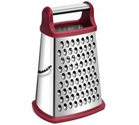 Rainspire Professional Box Grater, Cheese Grater Box for Kitchen Stainless Steel with 4 Sides, Cheese and Spice Graters with Handle for Vegetables, Ginger, Potatoes, Red
