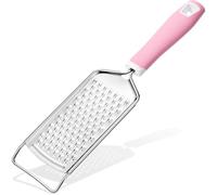 Rainspire Professional Cheese Graters for Kitchen Stainless Steel Handheld, Metal Lemon Zester Grater With Handle For Cheese, Chocolate, Spices, Kitchen Gadgets And Tools, Soft Grip Handle, Pink