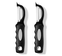 Rainspire Vegetable Peeler Potato Peelers for Kitchen, Sharp Stainless Steel Blades Veggie Peeler, Comfortable Handle Fruit Peeler, Carrot Peeler Apple Peeler Dishwasher Safe (2, Black)