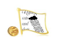 Rainstorm Common Knowledge English Language Culture Golden Metal Flag Lapel Pin Badge