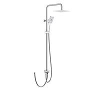 Rainsworth Riser Rail Kit Chrome, Shower Set With Diverter System - 30 * 30cm Rain Overhead, 3 Spray Modes Hand Shower