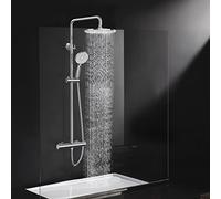 Rainsworth Thermostatic Shower Mixer Set Chrome, 25cm Round Overhead Rainfall Shower, 3 Jet Types Handheld Shower, Height Adjustable Shower System