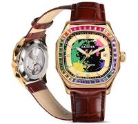 RAINTEN Watches for Men, Luxury Mechanical Men's Automatic Watch with 999 Gold, Leather Band & Date Calendar Luminous Men‘s Wrist Watches, Multicolor, Casual Dress Fashion Luxury Business