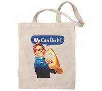 rainUP : Fabric Tote Bag Rosie the riveter- We can do it- 100% Natural Ecological Cotton, Reusable and Resistant, Women's Bags, Ideal for Shopping, Beach, Daily Use Unique Designs