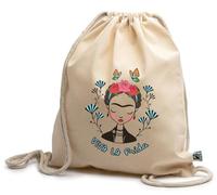 rainUP Frida Cotton Drawstring Backpack, Viva La Frida, One size