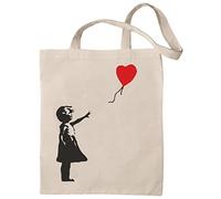 rainUP Tote Bag Banksy - Reusable Cotton Bag - Shoulder Bag (Girl With Red Balloon)