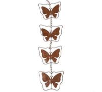 Rainwater Chain with Hanging Butterfly Elements for Outdoor Installation Creates Visual Interest and Gentle Sound in Garden Environment (Butterfly)