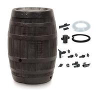 Rainwater Tank Natural Wood Effect Barrel Container With Bib Tap & Connection Kit 250L / 430L Polyethyene, Brass Outlet Water Collection System (250L)