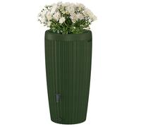 Rainwater Tank Water Butt Plastic Rain Collector Container 240L + connection Kit Cistern Barrel for Garden Irrigation Plant Flower insert With Tap & Connectors (Green)