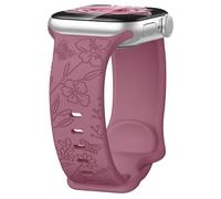 Rainway Floral Engraved Strap Compatible with Apple Watch Straps 38mm 40mm 41mm 42mm for Women, Silicone Sport Butterfly Engraved Band for iWatch Series 11 10 9 8 7 6 5 4 3 2 1 SE Ultra, Purple