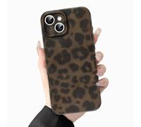 Rainway for iPhone 14/15 Plus Case Leopard Cute Cheetah Print Brown Amber Tortoise Camera Protection Design for Women Girls Men, Aesthetic Soft TPU Silicone Shockproof Protective Cover - Green Amber