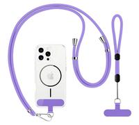 Rainway Mobile Phone Lanyard with Patch, 1 Pcs Adjustable Crossbody Phone Strap and Anti Theft Wrist Strap, 2 Pcs Durable Patches, Universal Neck Strap Compatible with Most Smartphones, Purple