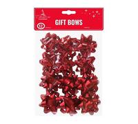 RAINWOOD 12 x Luxury Shiny Metallic Foil Christmas Bows Xmas Birthday Present Gift Bows Silver Red Gold Green (RED)