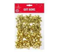 RAINWOOD 12 x Luxury Shiny Metallic Foil Christmas Bows Xmas Birthday Present Gift Bows Silver Red Gold Green (GOLD)