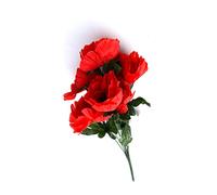 RAINWOOD 1x Artifical Decorative Red Poppy Flower Bush Stem Flowers Bunch Fake Spring Summer Garden cementry Flowers