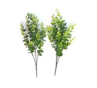 rainwood 2 x Green/Silver Glitter Snowy Eucalyptus Christmas Tree Flower Leaf Pick Spray Fake Plant Decorations