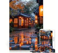 Rainy Asian Street with Lanterns Jigsaw Puzzles for Teenagers 1000 Piece Thought Toy Calm Escape Precise Edge Amazing Present (38x52cm)