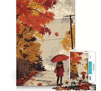 Rainy Autumn Walk 1000-piece Puzzle for Teenagers Mind Exercise Toy Mind Calm Design Assembly Cherished Gift (50x75cm)