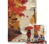 Rainy Autumn Walk 1000-piece Puzzle for Teenagers Mind Exercise Toy Mind Calm Design Assembly Cherished Gift (50x75cm)