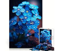 Rainy Blue Flower Jigsaw Puzzles for Adults 1000 Piece Smart Game Relaxing Fun Pattern Assembly Cherished Gift (50x75cm)
