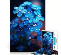 Rainy Blue Flower Jigsaw Puzzles for Adults 1000 Piece Smart Game Relaxing Fun Pattern Assembly Cherished Gift (50x75cm)