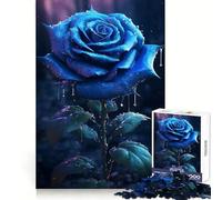 Rainy Blue Rose Flower 1000 Pieces Jigsaw Puzzles for Adults Mind Exercise Toy Relax Time Precision Cut Stylish Gift (50x75cm)