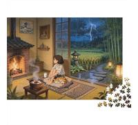 Rainy Cabin Jigsaw Puzzles 1000 Pieces Recycled Paper Cozy Fireplace Adult Jigsaws Developing Boy & Girl‘s Intelligence Educational Game for Family 70x50cm/1000pcs