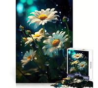 Rainy Chamomile Flower 1000 Piece Jigsaw Puzzles for Teenagers Jigsaw Clear Logic Toy Peaceful Time Perfect Cut Santa Wish List (38x52cm)
