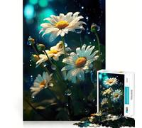 Rainy Chamomile Flower 1000 Piece Jigsaw Puzzles for Teenagers Jigsaw Clear Logic Toy Peaceful Time Perfect Cut Santa Wish List (38x52cm)