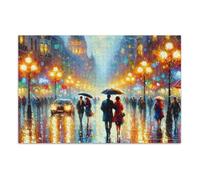 Rainy City Blue Jigsaw Puzzles, 1000 Piece Jigsaw Puzzles for Adults, with Letters on Back, Funny Puzzles for Adults
