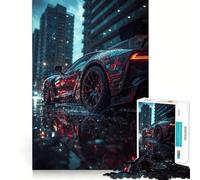 Rainy City Sports Car Jigsaw Puzzles for Adults1000 Pieces Smart Game Quiet Calm Pattern Assembly Amazing Present (38x26cm)