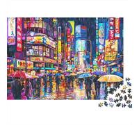 Rainy City Street Art 1000 Piece Thick Cardboard Classic Jigsaw Puzzle Adults Educational Challenge Beautiful Decoration Value Pack 70x50cm/1000pcs