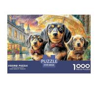 Rainy Dachshund TrioAstonishing 1000-Piece Jigsaw Puzzles for Adults A Pantheon of Impossible, Hard, Difficult Challenging Puzzle Games for All Genders - A Unifying Challenge for Adults And Kids Age