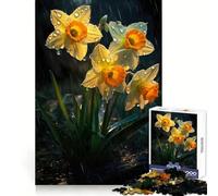 Rainy Daffodil Flower 1000 Piece Jigsaw Puzzles for Adults Teenagers Skill Toy Soothing Fun Tight Edge Festival Gift (38x26cm)