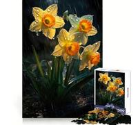 Rainy Daffodil Flower 1000 Pieces Jigsaw Puzzles for Teenagers Memory Upgrade Casual Relax Sharp Cut Art Display (50x75cm)