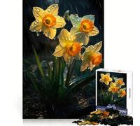 Rainy Daffodil Flower Jigsaw Puzzles 1000 Piece for Teenagers Fine Logic Toy Easy Leisure Neat Edge Festival Gift (38x52cm)