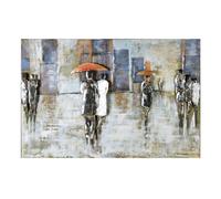 rainy day 3d picture metal wall art in blue and grey
