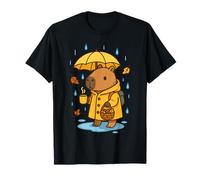 Rainy Day Capybara - Cozy Autumn Vibes Design T-Shirt