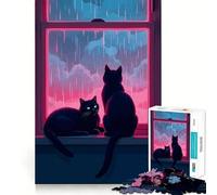 Rainy Day Cats 1000 Piece Jigsaws for Teenagers Puzzle Boost Memory Quiet Calm Premium Cut Heartfelt Gift (50x75cm)