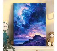 Rainy Day Cloud Scenery Paint by Number for Adults,Frameless DIY Oil Painting Kits on Canvas with Paint Brushes and Acrylic Pigment Art Painting for Home Decor Gift 50x65 cm