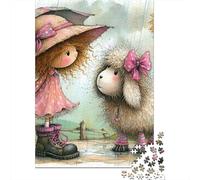 Rainy Day Friendship1000 Piece Premium Cardboard Scarecrow & Lamb Jigsaw Puzzle Set for Adults Educational Game Stress Relief Fun Home Activity Idea 38x26cm/1000pcs