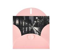 Rainy day in the street Pink Patterns greeting card 6x4 inches with envelope, covering birthdays, weddings and other occasions